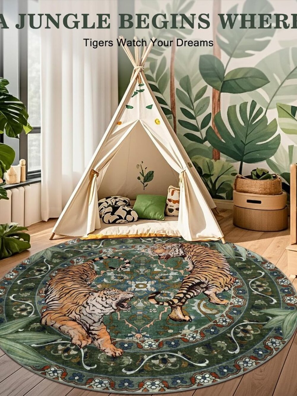 Tiger Round Area Rug - Picture 7 of 11